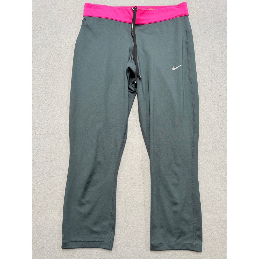 Nike Leggings Women's XS Gray Pink Dri-FIT Cropped Capri Athletic Running Gym